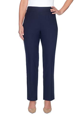 Alfred Dunner womens Petite Classic Allure Fit Proportioned With Elastic Comfort Waistband Casual Pants, Navy, 16 Petite US