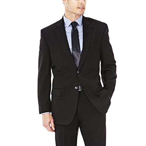 J.M. Haggar Men's Big & Tall Sharkskin Premium Classic-Fit Stretch Suit Separate Solid Black