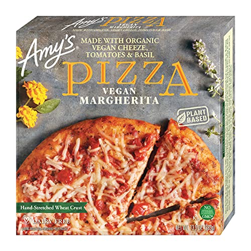Amy's Frozen Pizza, Vegan Margherita Pizza, Made With Organic Vegan Cheese, Tomatoes and Basil, Frozen Meals, 13.5 Oz