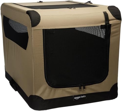 Amazon Basics 2-Door Collapsible Soft-Sided Folding Soft Dog Travel Crate Kennel, Medium...