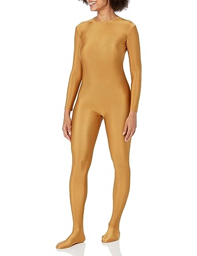 Ensnovo Adult Spandex Turtleneck Long Sleeve One Piece Unitard Bodysuit Dancewear Brown, XL