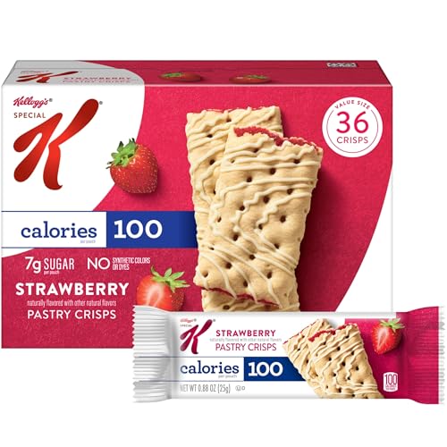 Special K Bar Pastry Crisps, 100 Calories, Breakfast Bars, Value Size, Strawberry, 15.84oz Box (36 Crisps)