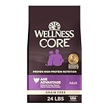 Wellness CORE Age Advantage Senior Dry Dog Food, Grain Free Kibble, Natural, High Protein, Turkey and Chicken Recipe, 24 lb Bag