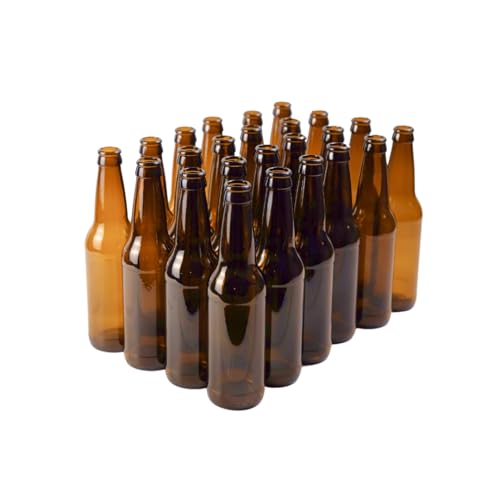 Fastrack 12oz Amber Longneck Glass Beer Bottles (Pack of 24) | Durable Pry-Off Crown Finish | UV-Protection for Fresh Brew | Eco-Friendly for Beer, Kombucha, Soda, Cider | Case of 24