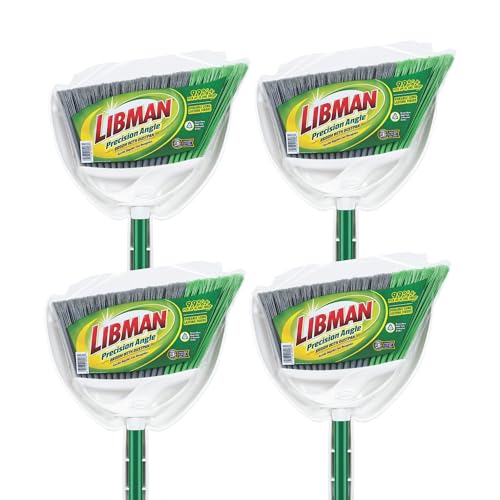 Libman Commercial 206 Precision Angle Broom with Dust Pan, Steel Handle, 11" Wide, Green and White (Pack of 4)8 Pc