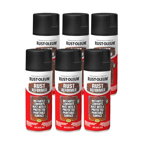 Rust-Oleum 248658-6PK Stops Rust Reformer Spray Paint, 10.25 oz, Black, 6 Pack