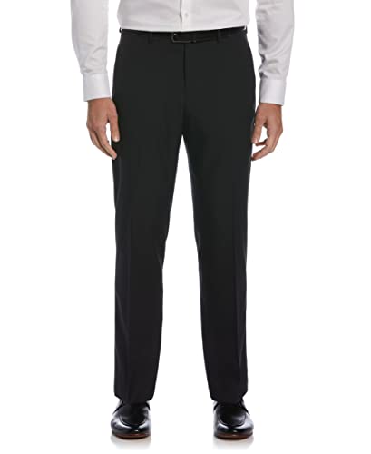 Perry Ellis Portfolio Men's Performance Dress Pant, Modern Fit, Non-Iron, Flat Front Stretch (Waist Size 30 - 42), Black Check, 42W x 30L