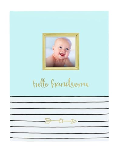 RIIMUHIR Pearhead Hello Handsome, First 5 Years Baby Memory Book with Photo Insert, Blue