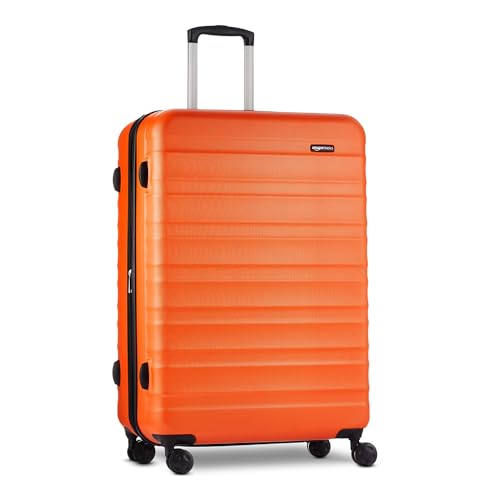 Amazon Basics 30 Hardside Large Checked Luggage, Hardshell Suitcase With Wheels, Expandable For Up to 15% More Space, With Scratch-Resistant Surface, Four Multi-directional Wheels, Orange