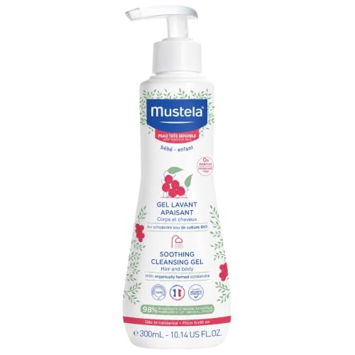 Gel Lavante Calmante Mustela, 300ml, para Pele Muito Sensível, Corpo e Cabelo de Bebês e Crianças, Sem Fragrância