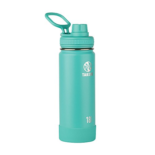 Takeya Actives Water Bottle with Spout Lid - Bottle with Double Stainless Steel Insulation - Dishwasher Safe & BPA-Free - Bottle with Spout Lid & Removable Bumper - 18 oz, Teal