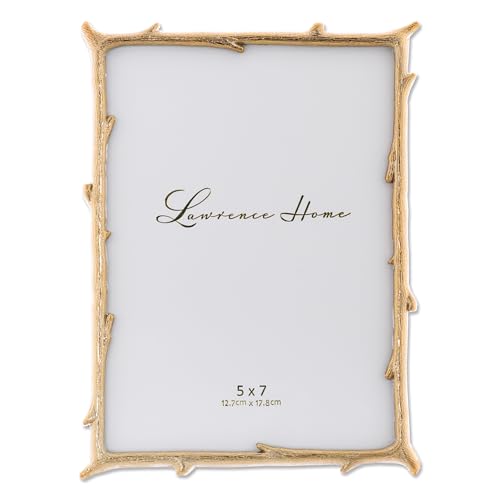 Lawrence Frames 712557 5x7 Gold Metal Natural Branch Design Picture Frame4x6 Enamel Picture Frame, Gold Metal Edge with