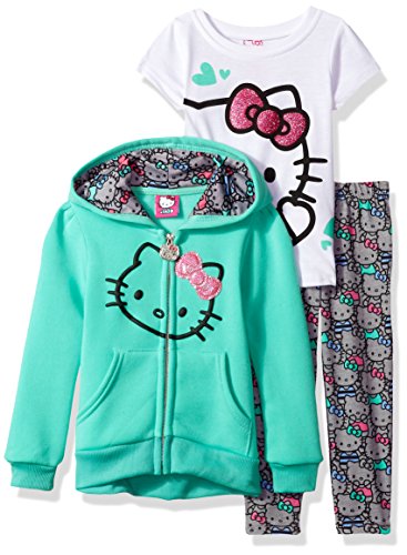 Hello Kitty Little Girls' 3 Piece Hooded Legging Set , Mint, 6X