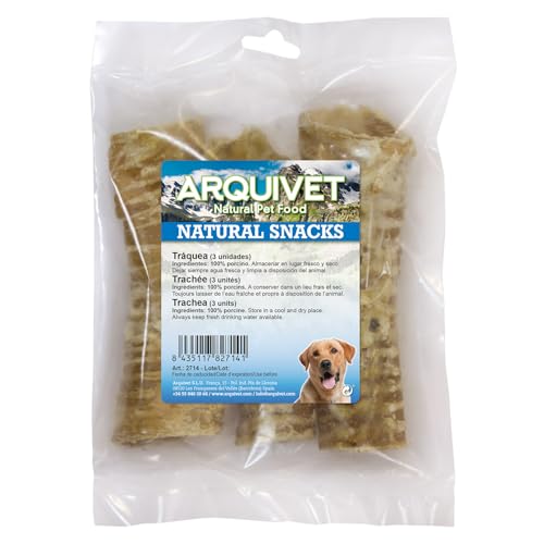 🔥 STARKER PREIS (-30%) Arquivet Luftröhre für Hunde, 3 Stück, 100% natürliche Snacks für Hunde - Auszeichnungen, Belohnungen, Leckereien, Leckereien, Hundeleckereien - Hundefutter - Ergänzungsfutter