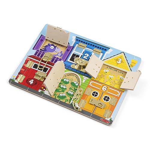 Melissa & Doug Latches Wooden Activity Board - Montessori Busy Board for Preschool Toys, Sensory Toys for Kids, Learning Resources for Ages 3+