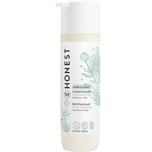 The Honest Company Silicone-Free Conditioner, Gentle Tear-Free Hypoallergenic Baby Hair Care with Naturally Derived Ingredients, Fragrance-Free for Sensitive Skin, 10 fl oz