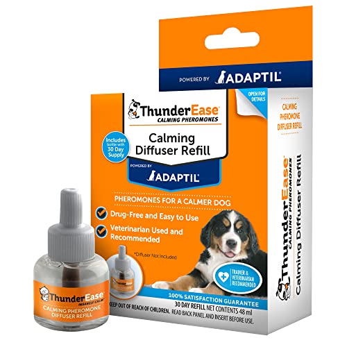 ThunderEase Dog Calming Pheromone Diffuser Refill | Powered by ADAPTIL | Vet Recommended to Relieve Separation Anxiety, Stress Barking and Chewing, and The Fear of Fireworks and Thunderstorms (30 Day