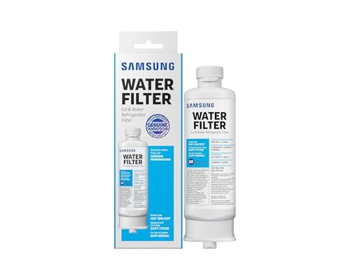 SAMSUNG Genuine Filter for Refrigerator Water and Ice, Carbon Block Filtration, Reduces 99% of Harmful Contaminants for Clean, Clear Drinking Water, 6-Month Life, HAF-QIN/EXP, 1 Pack