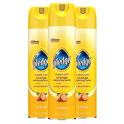 Pledge Enhancing Polish, Wood & Furniture Spray, Orange Scent, 9.7oz (Pack of 3)