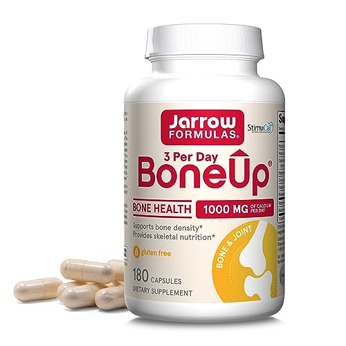 Jarrow Formulas BoneUp Three Per Day for Bone Density and Skeletal Nutrition, Includes Vitamin D3, K2 (as MK-7) and Calcium, 180 Capsules, 60 Day Supply