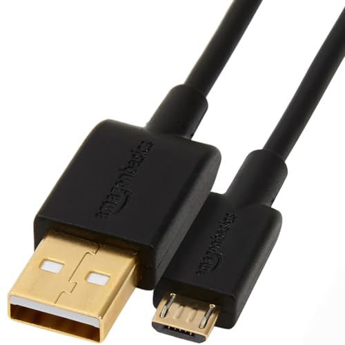 Amazon Basics USB-A to Micro USB Charging Cable, 480Mbps Transfer Speed with Gold-Plated Plugs, USB 2.0, 10 Foot, Black