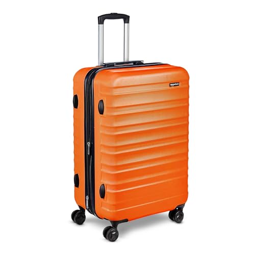 Amazon Basics 26" Hardside Medium Checked Luggage, Hardshell Suitcase With Wheels, Expandable For Up to 15% More Space, With Scratch-Resistant Surface, Four Multi-directional Wheels, Orange
