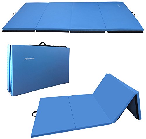BalanceFrom 10x4 Feet 4-Panel Folding Gymnastics Mat – 2-Inch Thick Pad with Vinyl Surface and Carrying Handles for Tumbling, Yoga, Pilates, Home Workouts, and Martial Arts