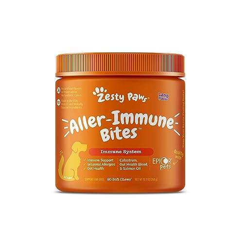 Zesty Paws Dog Allergy Relief- Dog Itching Skin Relief- Dog Probiotics for Itchy Skin and Itchy Ears- Dog Allergy Paw Relief- Dog Allergy Chews- Dog Itch Relief - Dog Skin Allergy Relief - Lamb - 90ct