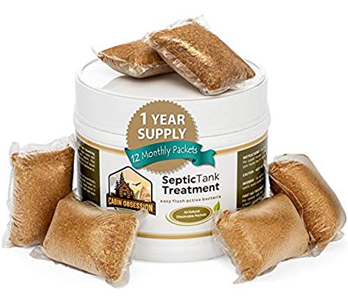 Septic Tank Treatment - 1 Year Supply of Septic Safe Dissolvable Easy Flush Live Bacteria Packets (12 Count) - Best Way to Prevent Expensive Sewage Backups - Made in USA