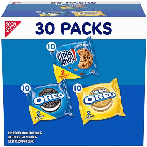 Nabisco Sweet Treats Cookie Variety Pack OREO, OREO Golden & CHIPS AHOY!, Christmas Cookies Stocking Stuffers, 30 Snack Packs (2 Cookies Per Pack)