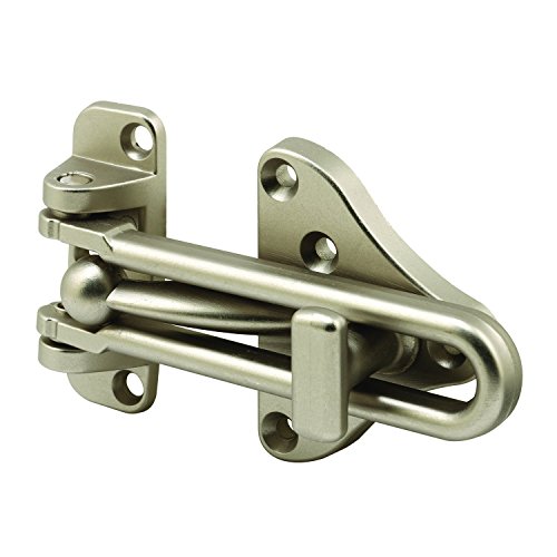 Defender Security U 11316 Swing Bar Door Guard with High Security Auxiliary Lock, Satin Nickel, 1 Pack