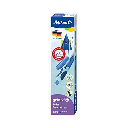 (-33%) Pelikan griffix Füller Rechtshänder Bluesea – ergonomischer Schreiblernfüller für Kinder, Schulfüller mit Edelstahlfeder & Patrone