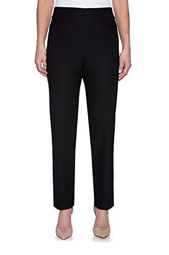 Alfred Dunner Womens Petite Classic Allure Fit Proportioned Pant with Elastic Comfort Waistband Black Size 14P