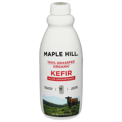 Maple Hill Crea mery, 100% Grass Fed Kefir, Plain, Organic 32 Ounce