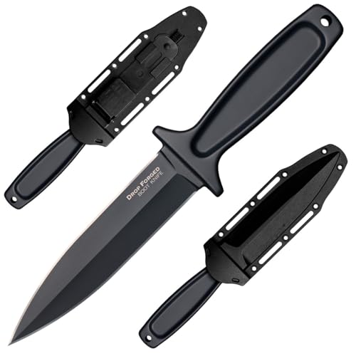 Cold Steel Drop Forged Boot 5" 52100 High-Carbon Steel Spear Point Fixed Blade EDC Concealed Carry Tactical Outdoor Hunting Knife, 4" Ergonomic Handle, Resistant Secure-Ex Sheath