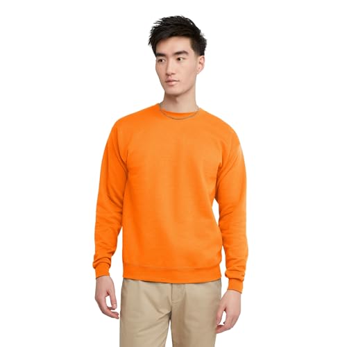 Hanes Men's EcoSmart Sweatshirt, safety orange, Medium