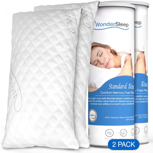 WonderSleep Shredded Memory Foam Pillow, 2 pack Simple Design Boasting all the features and comfort