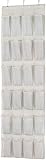 Amazon Basics 24 Medium Mesh Pocket Over-the-Door Hanging Shoe Organizer, Space Saving Shoe Storage, Light Grey