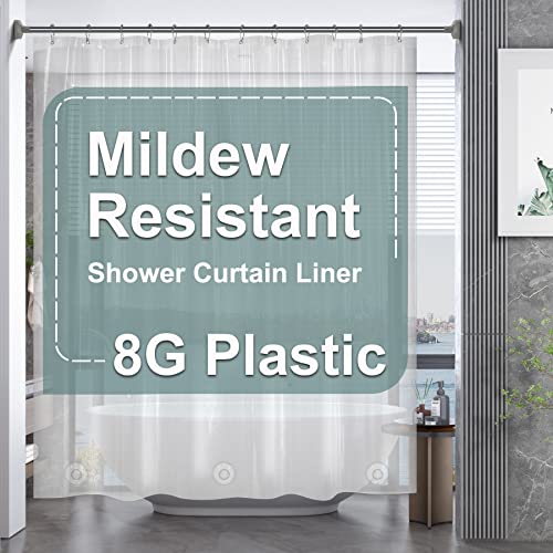 AmazerBath Plastic Shower Curtain Clear Premium PEVA, Clear Shower Curtain Heavy Duty 8G, Weighted Shower Curtains for Bathroom Accessories with 3 Big Stones and 12 Rustproof Grommets, 72x72 Inches