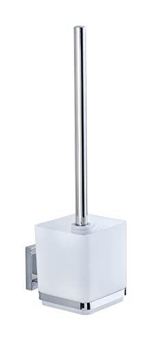 (-37%) WENKO Wand WC-Garnitur Mod. Quadro Toilettenbürste offen Wandhalterung ohne Bohren Edelstahl rostfrei Kunststoffeinsatz Weiß 9,5 x 37 x 12,5 cm