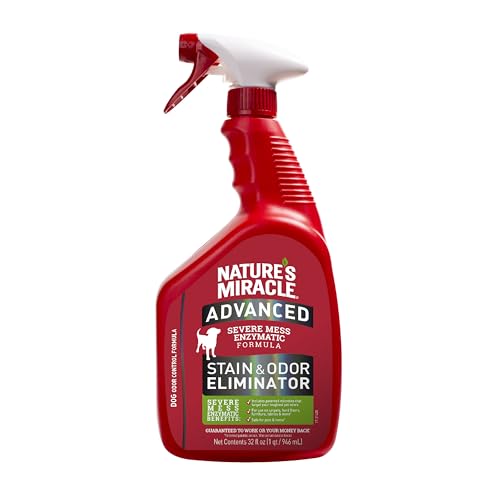 Nature’s Miracle Advanced Stain and Odor Eliminator Dog Spray, Fresh Scent, Severe Mess Enzymatic Formula For Tough Pet Messes, 32 Ounces