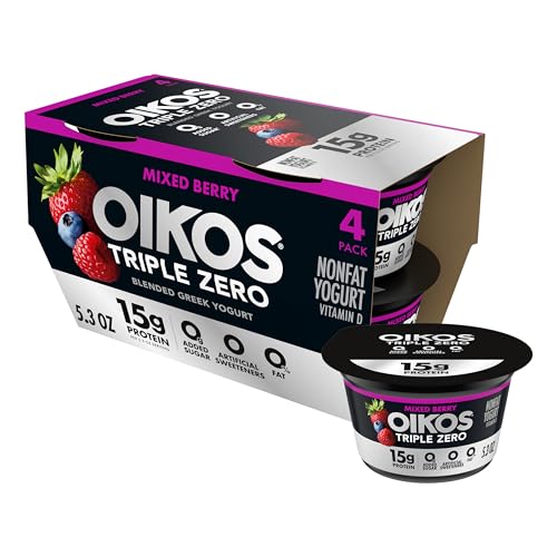 Triple Zero Mixed Berry Nonfat Greek Yogurt Pack 0percent Fat 0g
