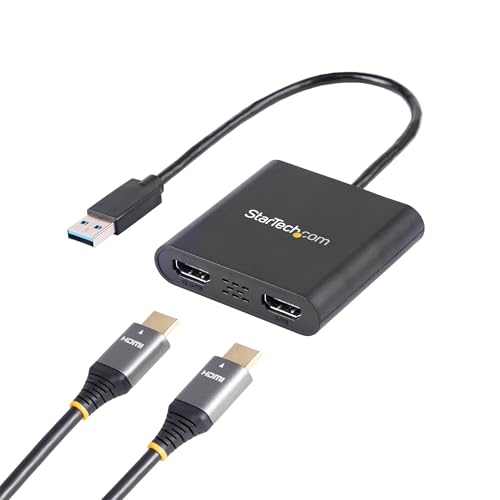 (-29%) StarTech USB-A 3.0 auf Dual HDMI Adapter für Windows, Dual HDMI USB Bildschirm Konverter, 4K 30Hz und 1080p 60Hz, Mehrbildschirm-Modus: Erweitern oder Spiegeln