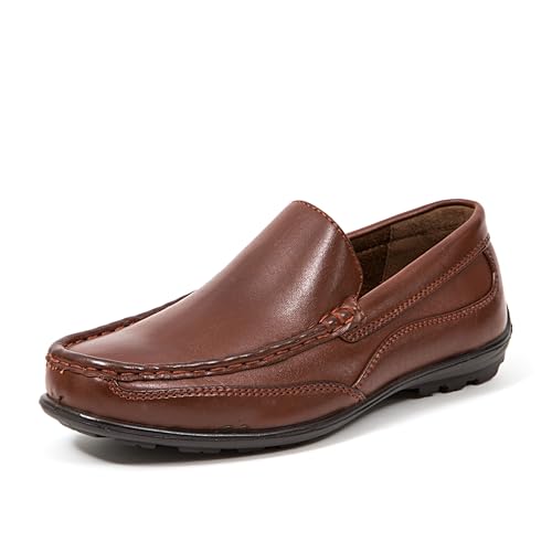 Deer Stags Boys' Booster Driving Moc Slip-On/Dark Luggage/2 Little Kid/Medium