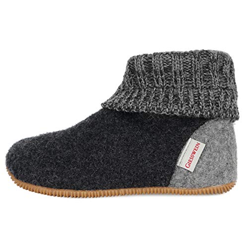 (-29%) GIESSWEIN Hüttenschuh Wildpoldsried Kids - Hohe Unisex Hausschuhe für Kinder, Warme Filz-Pantoffeln für Mädchen & Jungen, Feste Gummi Sohle