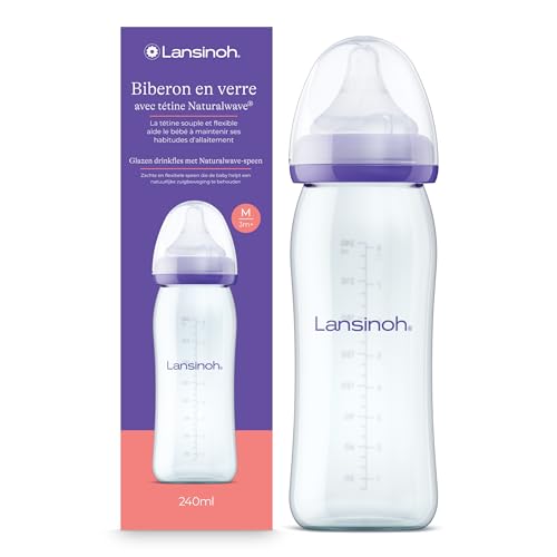 (-18%) Lansinoh Glas Babyflasche mit NaturalWave Sauger M, 240 ml