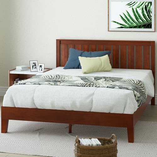 ZINUS Vivek Deluxe Wood Platform Bed Frame with Headboard, Wood Slat Support, No Box Spring Needed, Easy Assembly, Queen