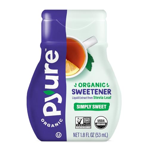 Pyure Organic Liquid Stevia Extract Sweetener – Zero Calorie, Sugar Free, Keto Friendly, Plant-Based Sugar Substitute – Non-GMO, Diabetic Friendly, Zero Carb, No Aftertaste – Simply Sweet – 1.8 fl oz