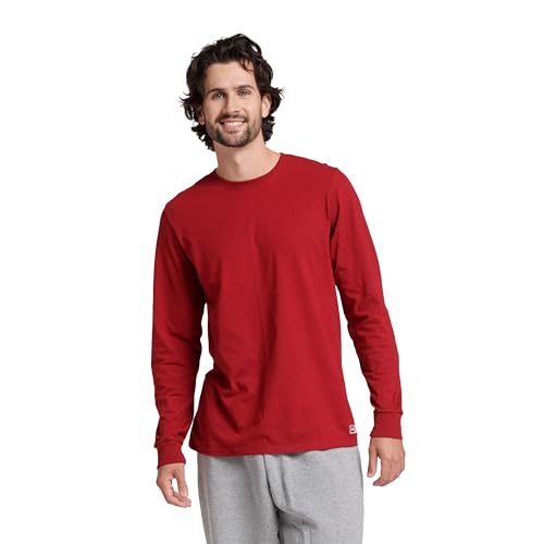 Russell Athletic Mens Cotton Performance Long Sleeve T Shirt, Cardinal, XX-Large US