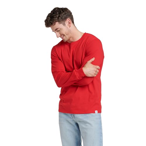 Russell Athletic Mens Cotton Performance Long Sleeve T-Shirts T Shirt, True Red, Large US